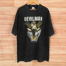 Devilman T-Shirt Japanese Anime Go Nagai Violence Jack Mazinger Z Oversized Loose Washed Long Short Sleeves Cotton Men's Shirt