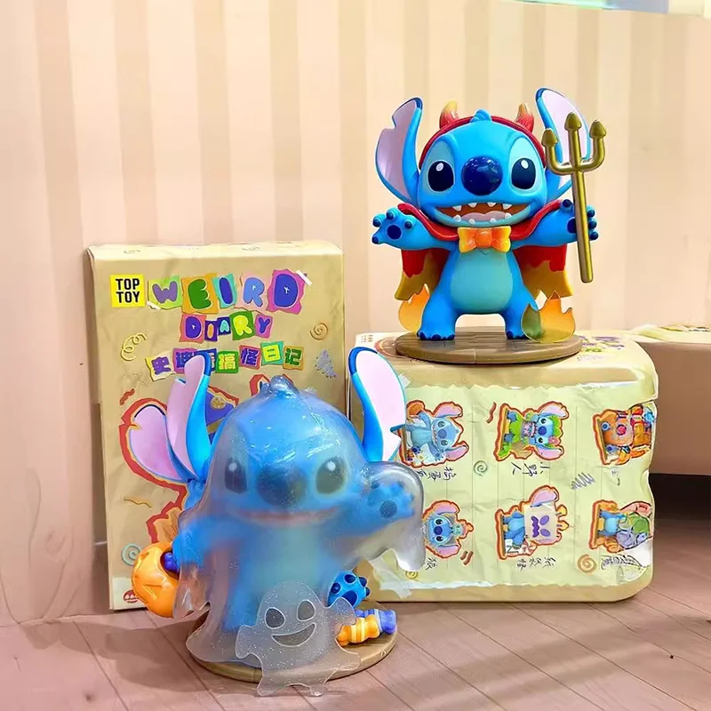 Disney Stitch Blind Box Weird Diary Series Anime Figures Mystery Box Collectible Cute Pvc Statue Doll Children Birthday Present