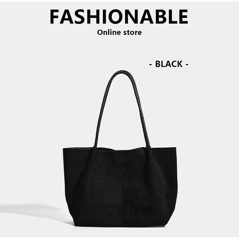 Unterarm-Umhängetasche aus Wildleder mit passender Geldbörse, große Kapazität für Damen, Alltags-Pendler-Einkaufstasche, einfarbige Vintage-Handtasche für Damen – Detail 15