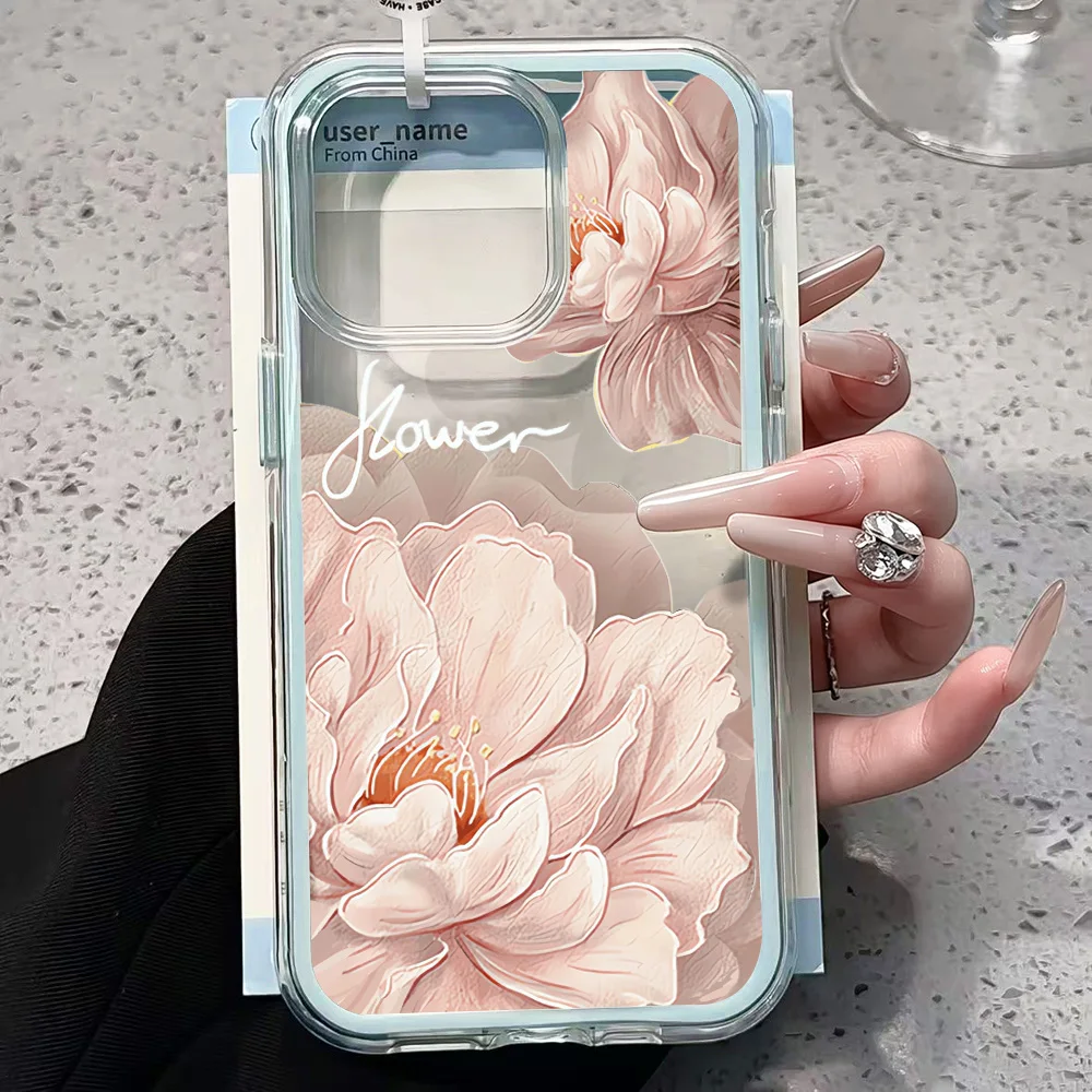 Elegant Flowers Clear Phone Case For iPhone 17 13 16 15 11 12 14 Pro Max 17 Air XR X Case Silicone 2 IN 1 Shockproof Soft Cover - view 3