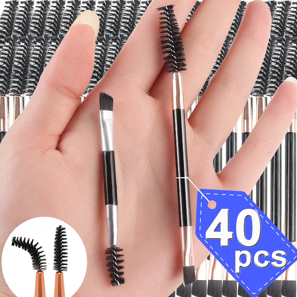 1-40pcs Angled Eyebrow Brush Eyelash Comb Double-sided Scroll Eyebrow Brush Contouring Eye Brow Brushes Mascara Cosmetic Makeup