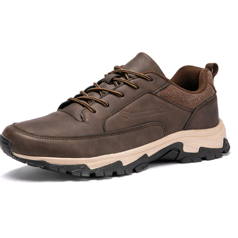 Genuine Leather Men Climbing Trekking Shoes Outdoor Lightweight Anti-skid Jogging Sneakers Walking Trainers Big Size 46 47