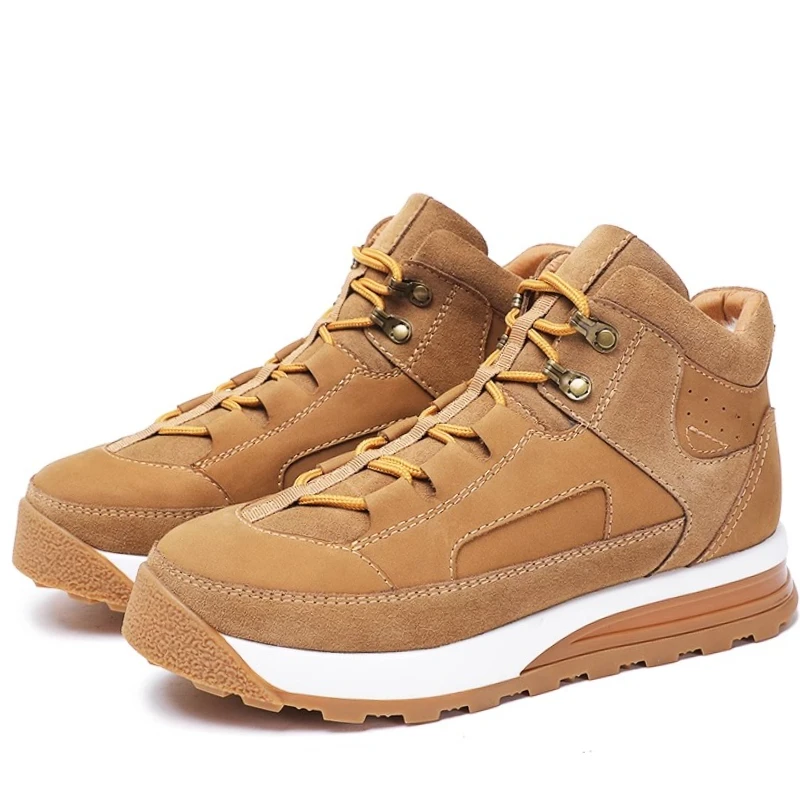 

High-top Sheepskin and Wool Integrated Winter Cold-proof Snow Shoes for Men's Height Increasing Shoe Anti Slip Warm Cotton Shoes