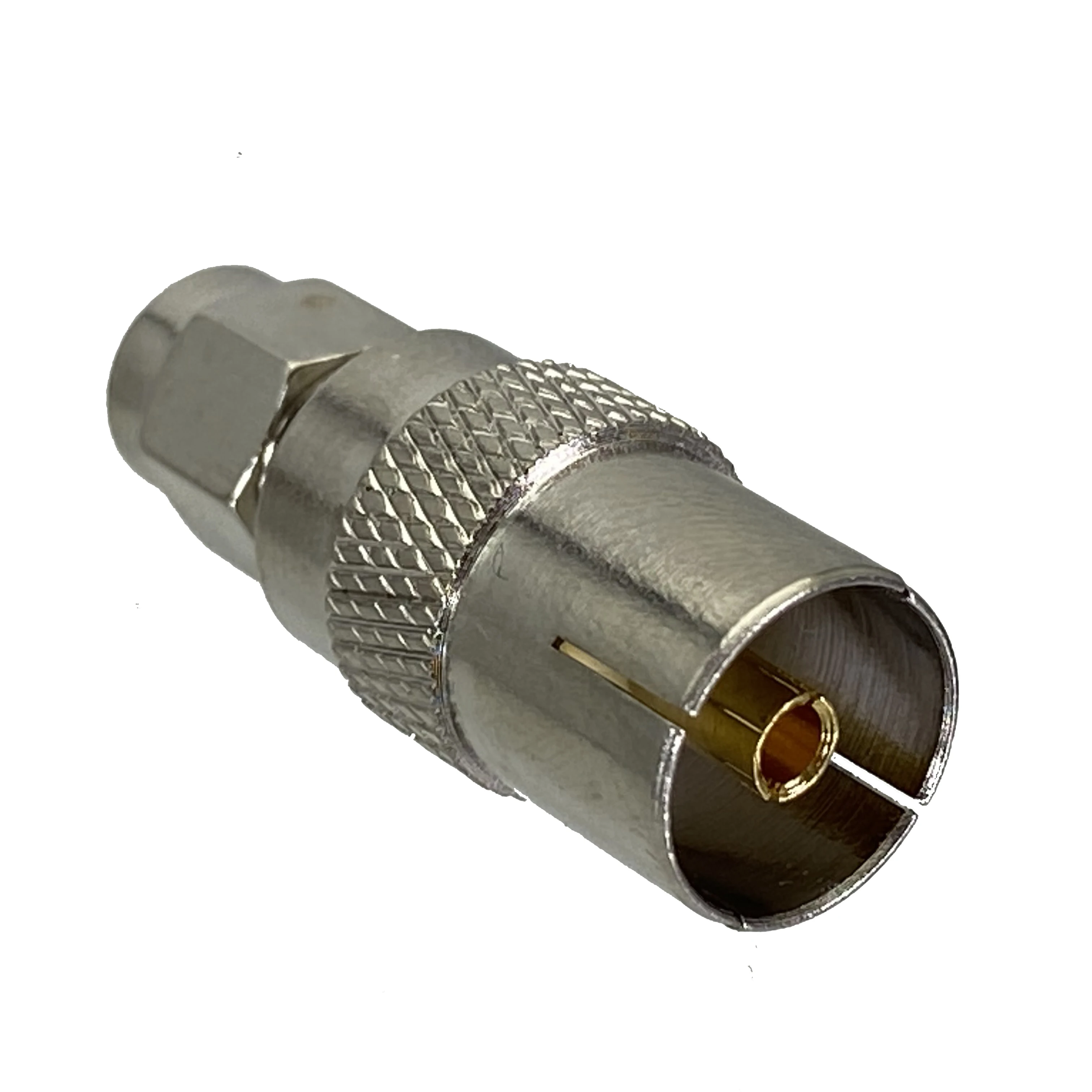 Adaptador IEC PAL DVB-T, conector hembra a SMA, macho, COAXIAL recto