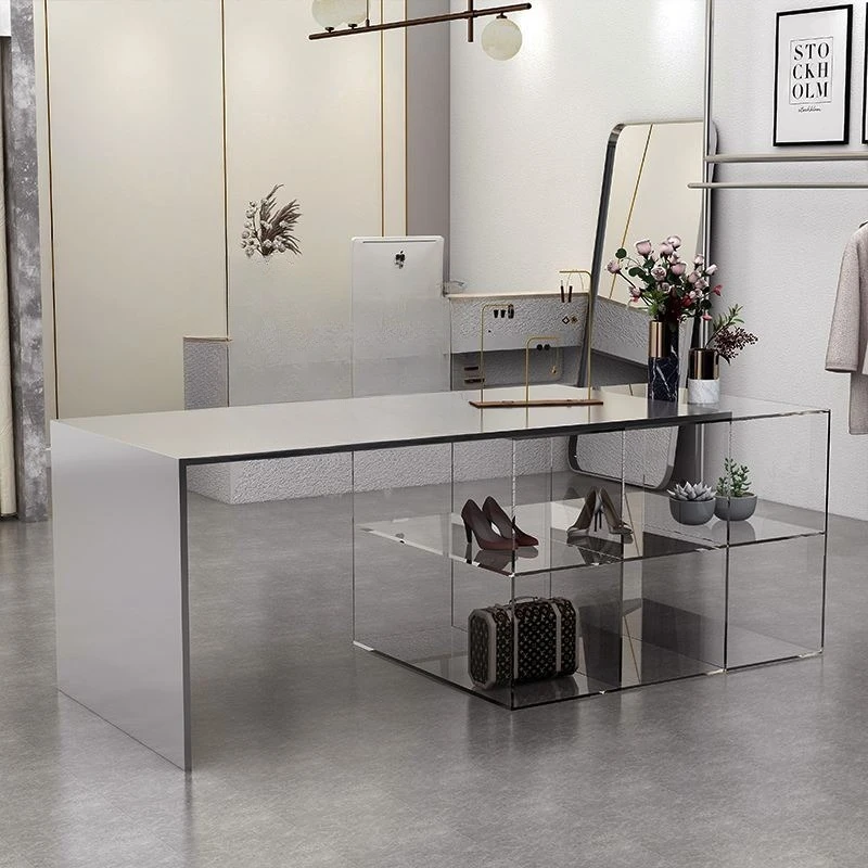 DSA clothing store Nakajima platform display table acrylic flowing water table stainless steel high and low table combination