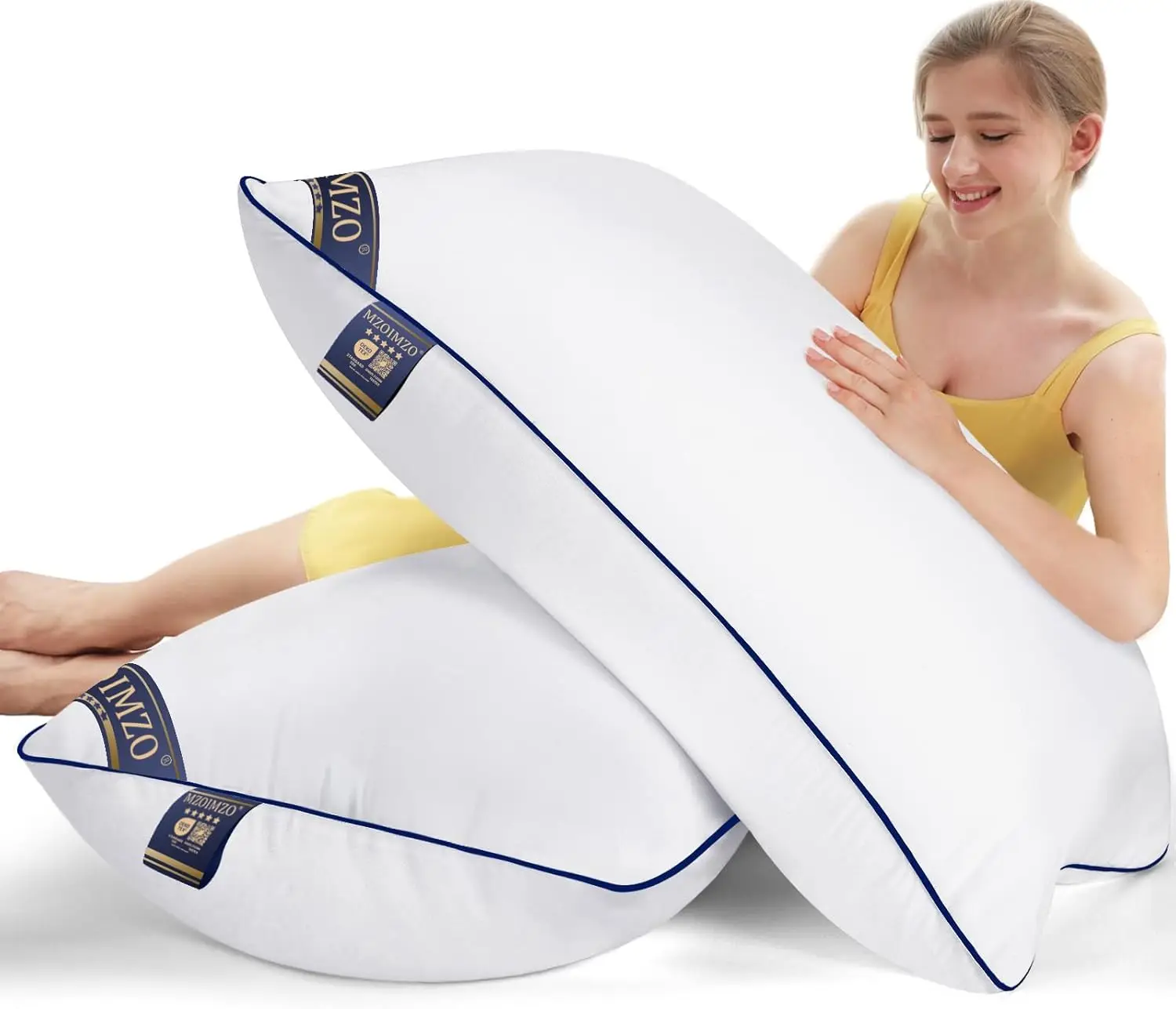 

Комплект из 2 охлаждающих подушек Queen Size, жесткая поддержка для всех типов сна, гипоаллергенный наполнитель из искусственного пуха