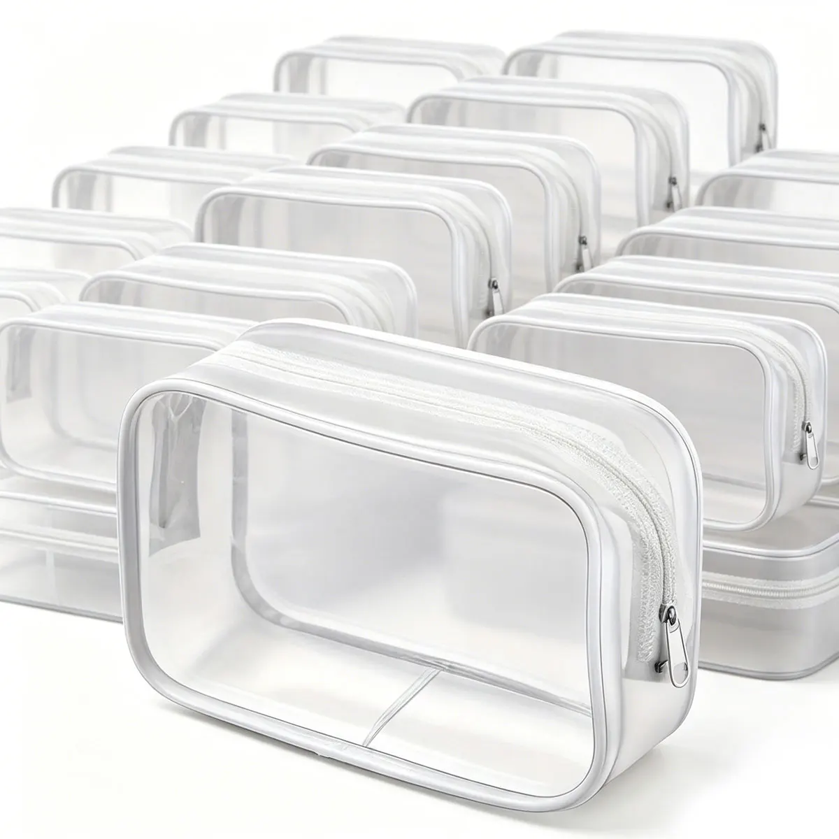 6Pcs Transparent PVC Makeup Bags with Zipper – Clear Vinyl Toiletry Storage Pouches, Portable Travel Cosmetic Organizer ZSY