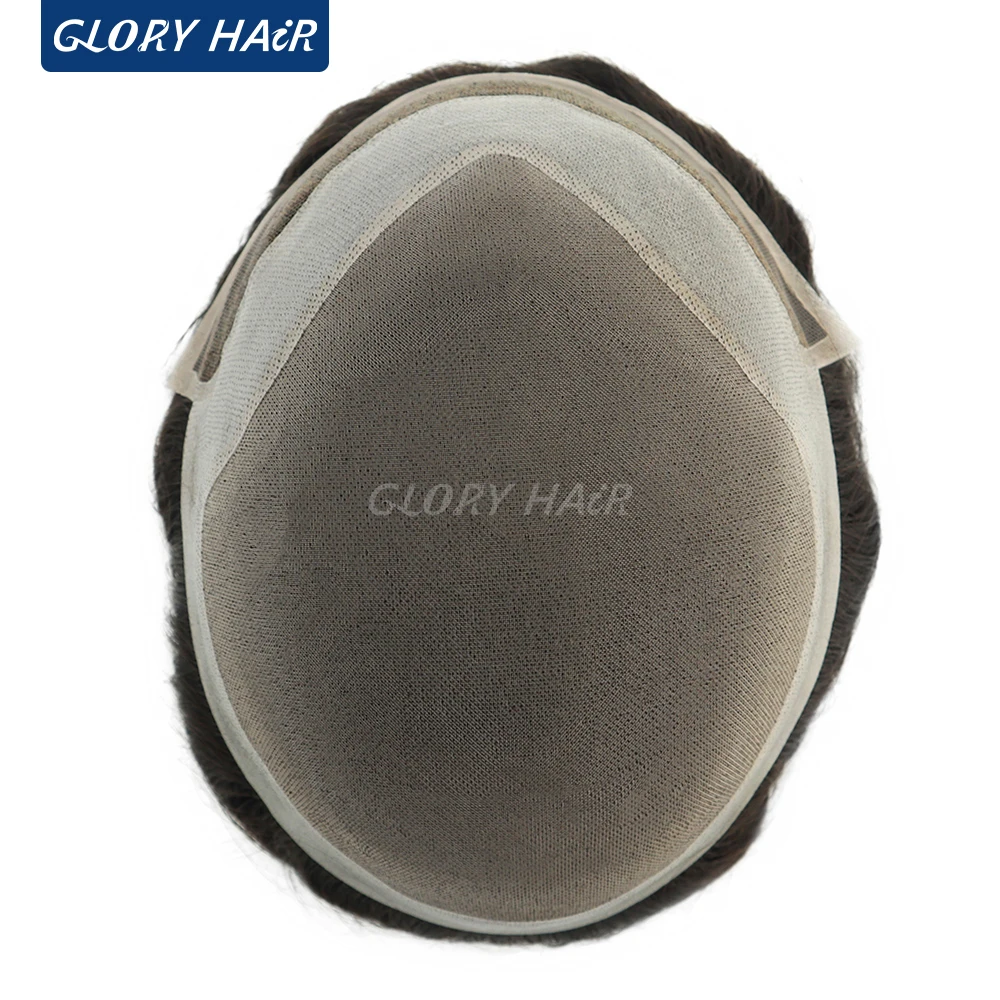 Gloryhair-أحادي الدانتيل الرجال الشعرية الاصطناعية بولي PU الدانتيل الرجال الشعر المستعار نظام الشعر البشري الهندي رجل الباروكات شحن مجاني