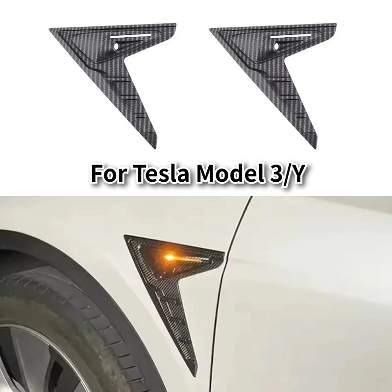 HW4.0 Side Camera Cover For Tesla Model 3 Y 2pcs Thunder Leaf Board Protective Highland 2024 Car Modification Auto Accessories