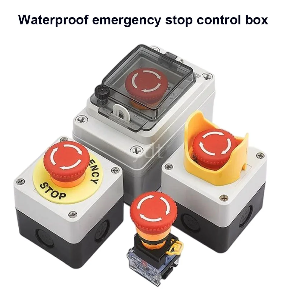 Emergency Stop Push Button Switch Control Box Elevator With Protection Cover Waterproof Enclosure 22mm Mounted