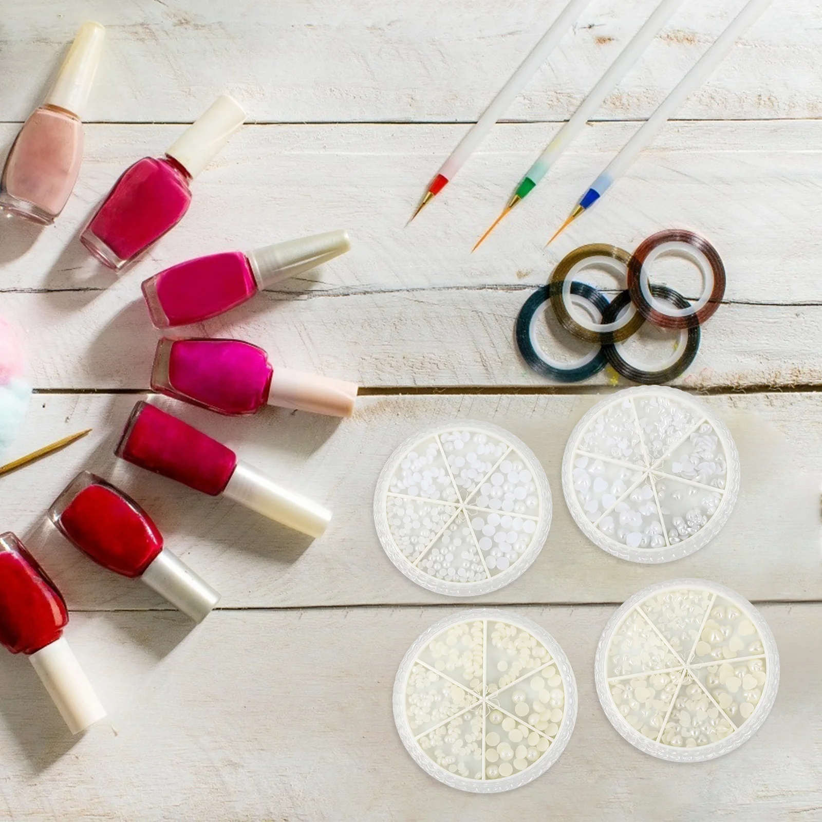 

Peach Heart Nail Decoration Supplies Manicure Manicures White Studs Embellishment