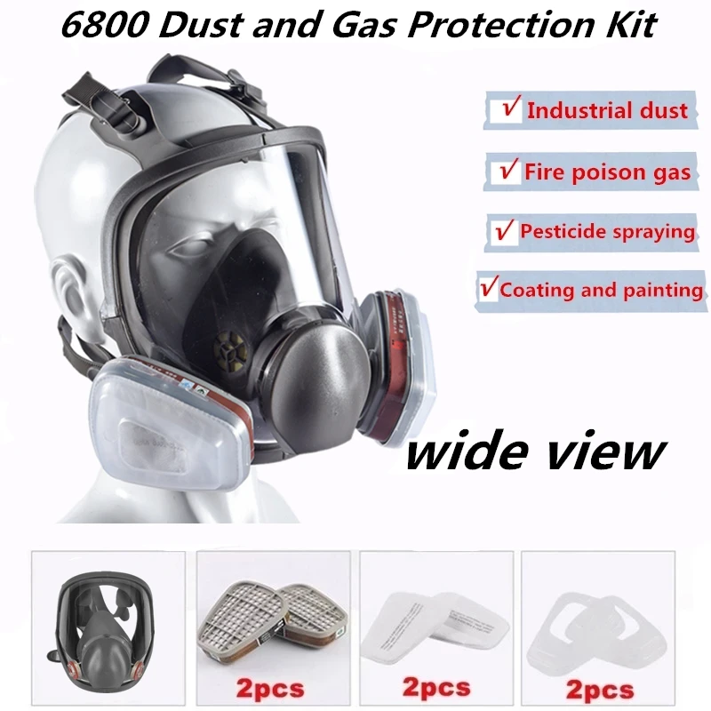 

6800 Gas Mask Anti-Fog Full Face Respirator Industrial Painting Spraying Respirator Safety Work Filter Formaldehyde Protection