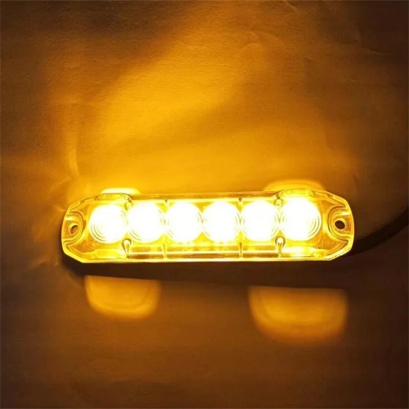 2 pièces Super lumineux 6Led 3W voiture monté en surface stroboscopique voyant d'avertissement, lumière clignotante Led, lumière de secours de calandre, étanche