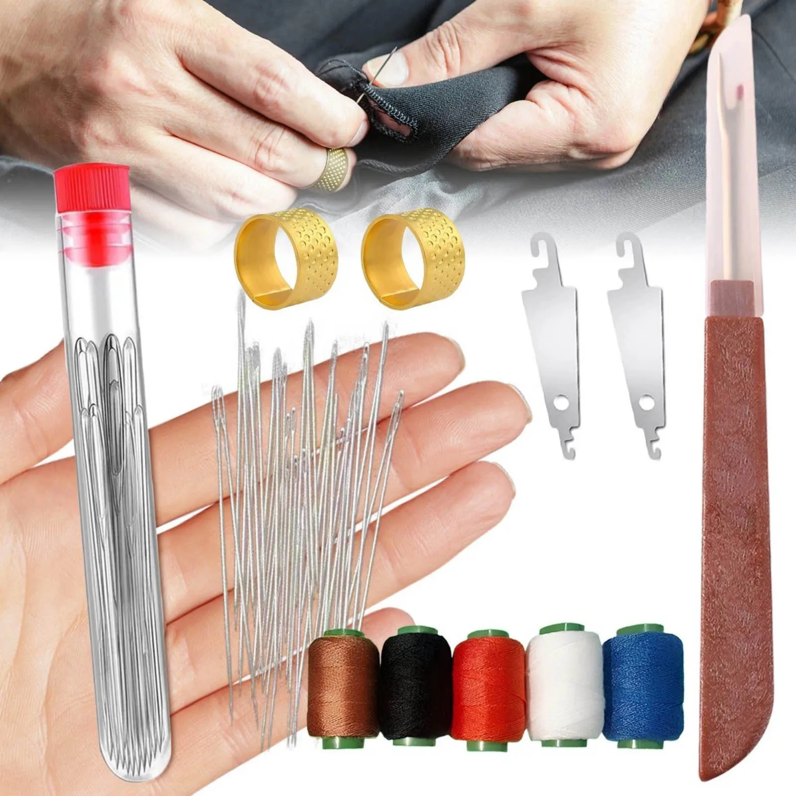 36 Pcs Sewing Kit Multi-Color Threads & Needles Portable Travel Hand Repair Tool Set for Home DIY Beginners Craft