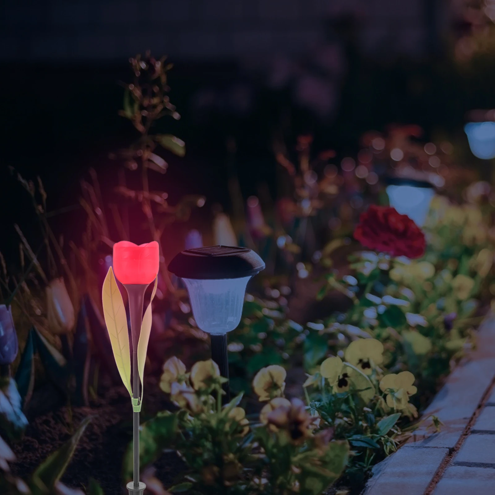 

2Pcs Solar Garden Lights LED Tulip Flower Lamp Outdoor Lawn Decorative Solar Powered Night Landscape Lights Red