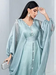 Robe de cocktail à manches chauve-souris pour femmes musulmanes, abaya, dubaï, caftan, arabe, farasha, marocain, maxi, turc, ramadan