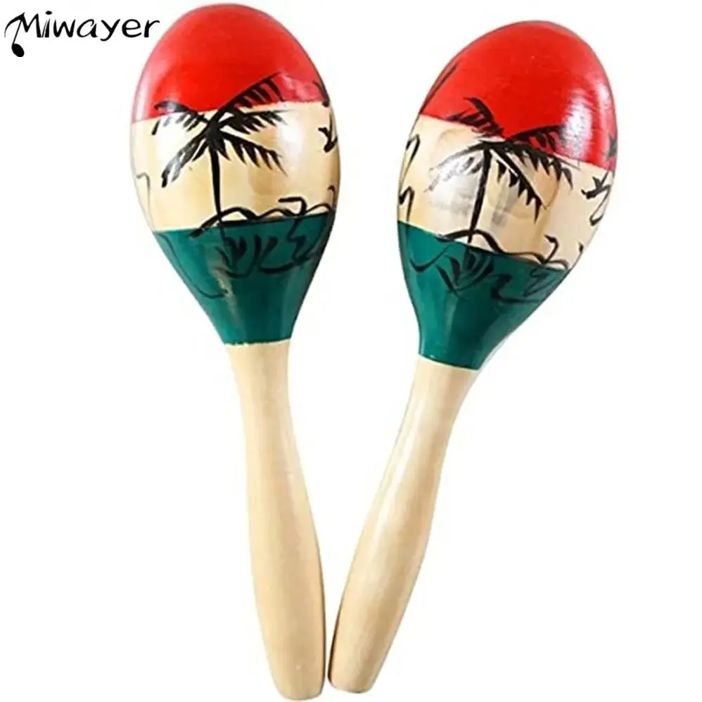 Miwayer Maracas for Kids & Adults 2PCs | Wood Rumba Shakers | Great Musical Instrument for Learning Activities