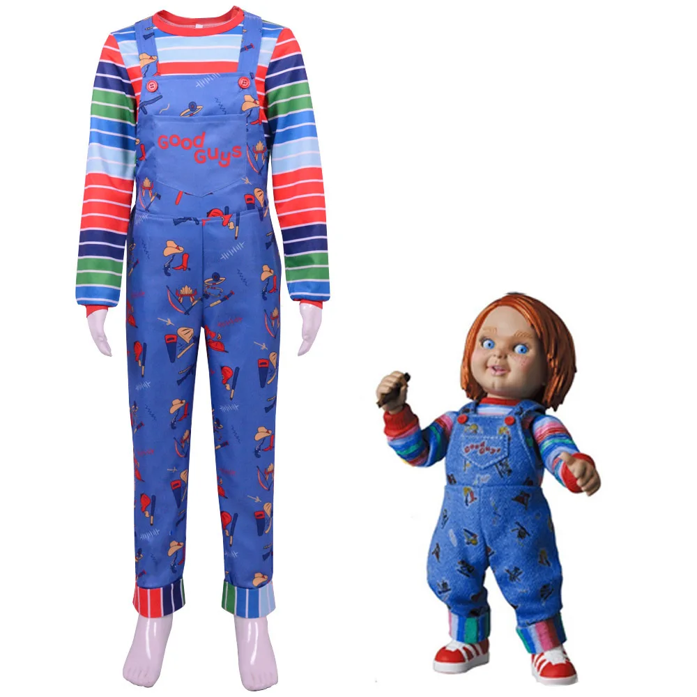 Disfraz de Chucky para Adultos, Disfraz de Terror de la Película Chucky, con Camisa a Rayas y Mono, para Halloween
