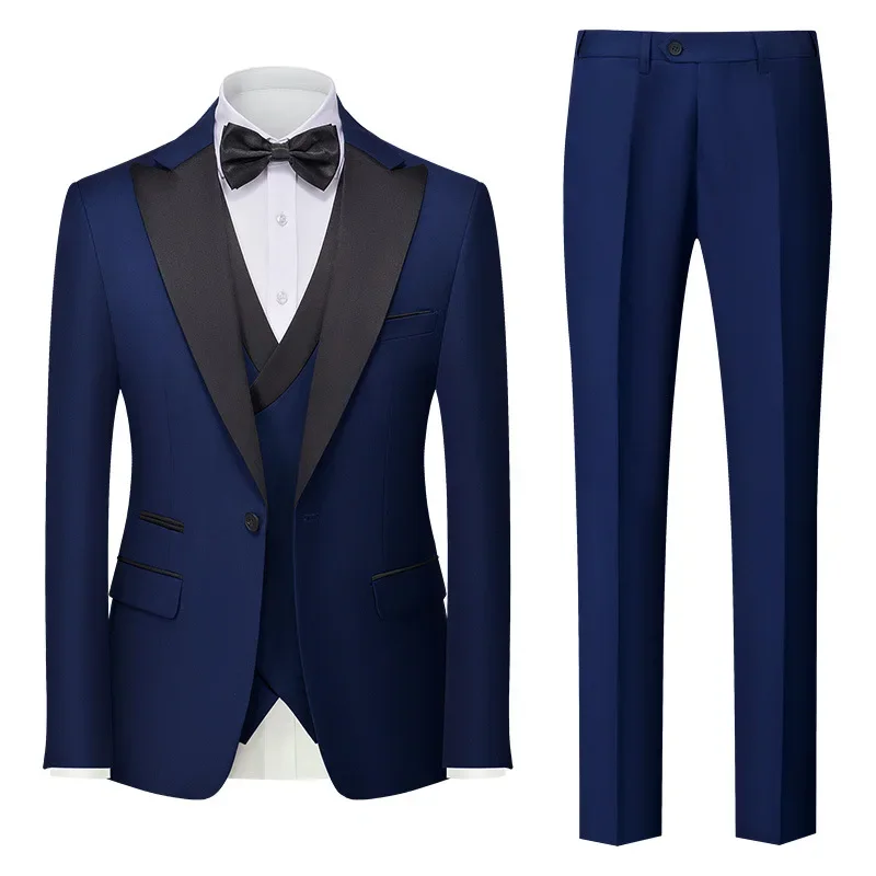 

(Jacket+Vest+Pant) Latest Design Luxury Fashion Shawl Lapel Collar Suit 3 Pieces Men Slim Fit Business Party Wedding Tuxedo 6XL