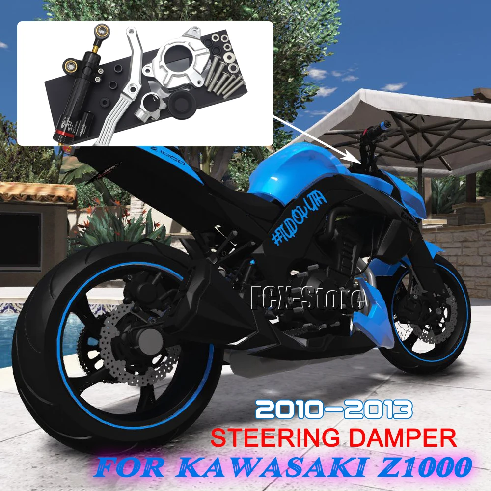 

New Motorcycle For KAWASAKI Z1000 Z 1000 2010-2013 2012 CNC Damper Steering Stabilizer Linear Reversed Safety Control Bracket