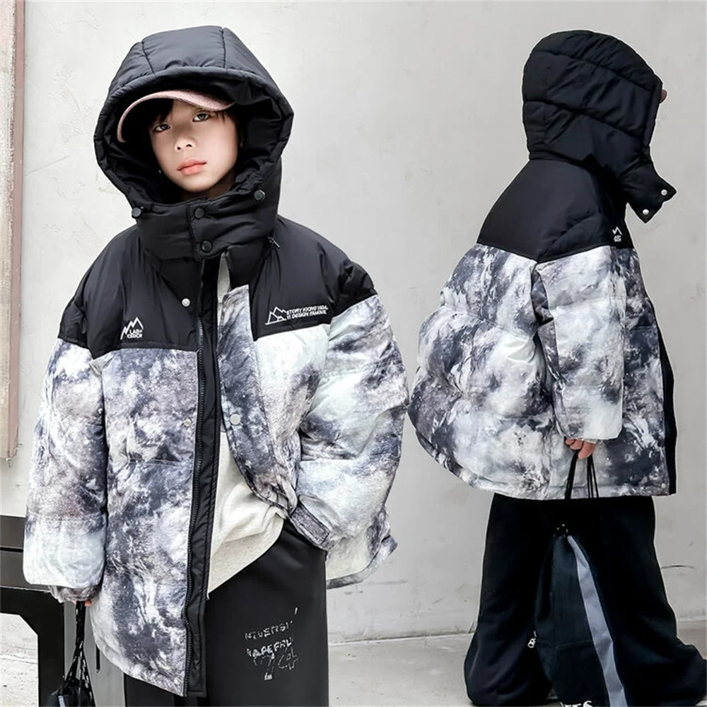 

8832 Korean Fashion Camouflage Velvet Hooded Coat Jacket Winter Boys' Jacket Girl Outdoor Assault Suit Children's Down Jacket