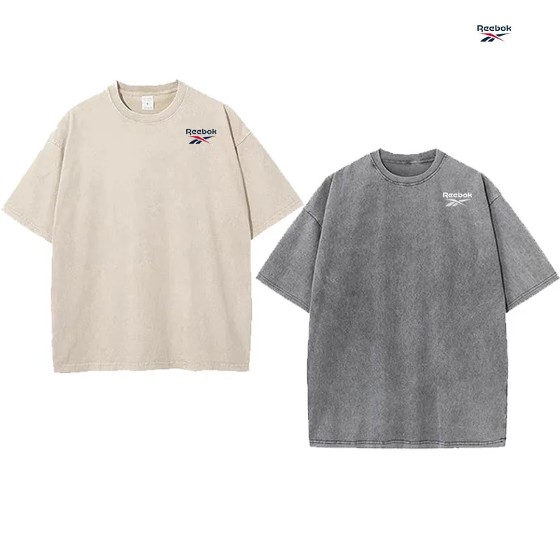 Reebok Brand Retro Round-Neck Short-Sleeve Sporty Fashion T-Shirt, 2-Piece Set, Available in Various Colors. Versatile Unisex De view 3