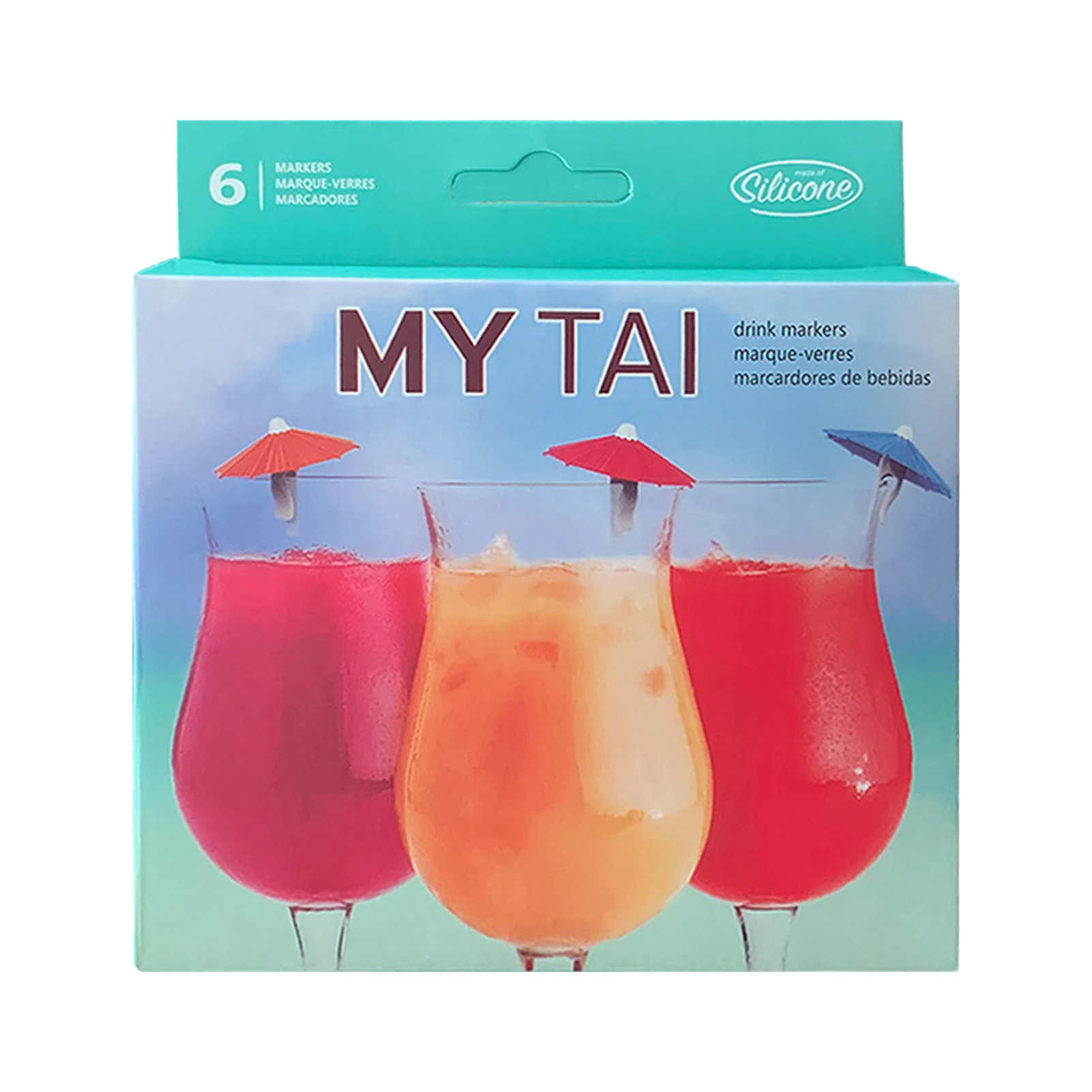 

6pcs Wine Needles Creative Colored Umbrella Shaped Wine Glass Marking Bar Cocktail Drinking Decoration Party Table Decor Props