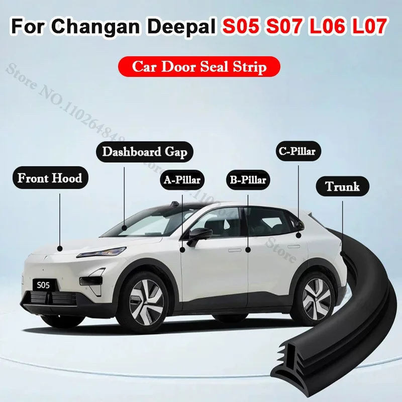 For Changan Deepal S05 S07 L06 L07 Car Door Edge Seal Strip A/B/C-Pillar Weatherstrip Waterproof Soundproof Auto Sealant Strip