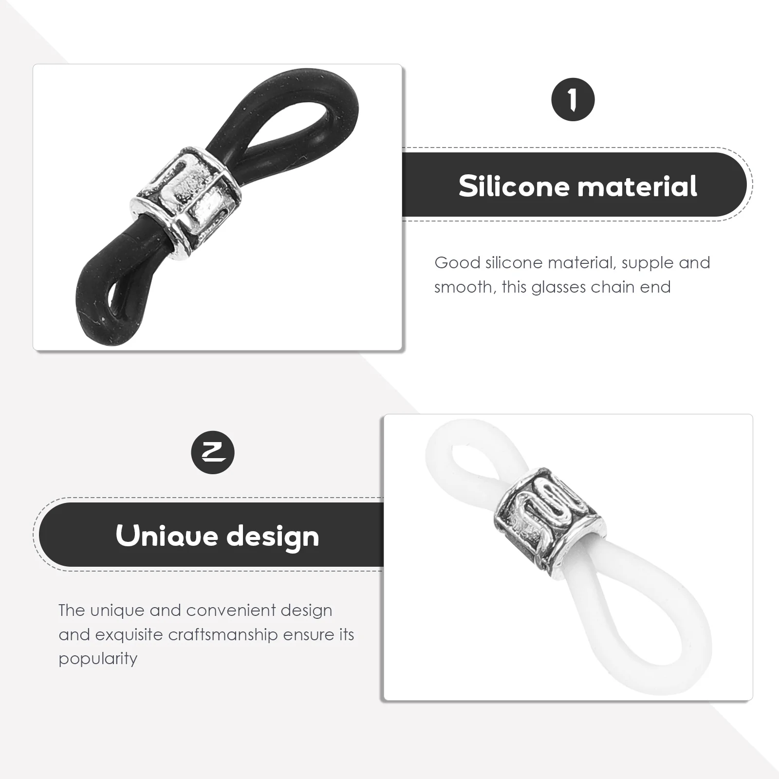 

20pcs Eyeglass Chain Ends Silicone Anti-Slip Connectors Replacement Cord Holders For Sunglasses Reading Glasses Retainer Chain