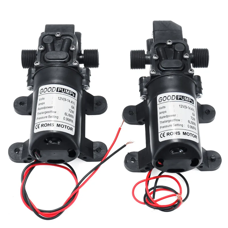 DC 12V 130PSI 6L/min Electric Water Pump Black Micro High Pressure Diaphragm Self-Priming Cooling Car Wash Water Pump Sprayer