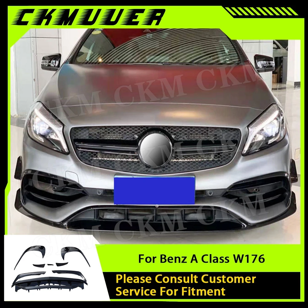 

CKMUUER глянцевый черный передний спойлер для Benz A Class W176 A200 A250 A45 AMG 2016+ ABS автомобильные боковые накладки накладки