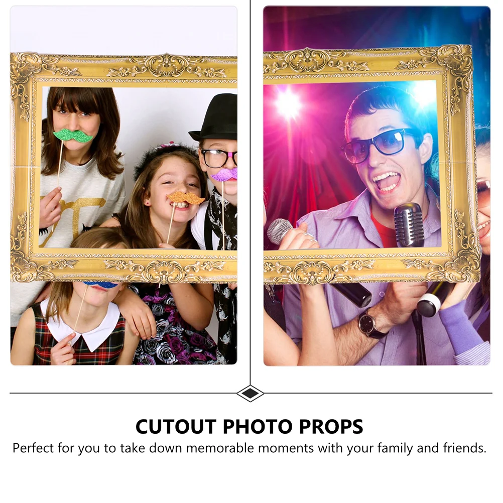 Wedding Photography Photobooth Props DIY Paper Picture Frames Photo Props Party DIY Accessoties (Golden)