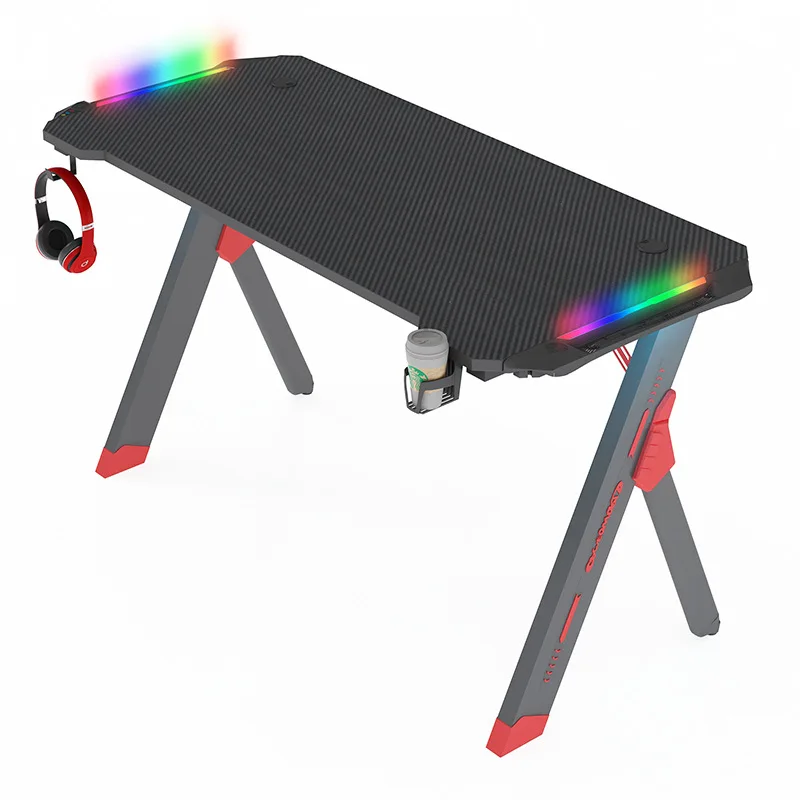 Mesa de juegos Tokugawa RGB, escritorio para ordenador de escritorio, oficina transfronteriza, hogar, mesa de juegos profesional simple y moderna de fibra de carbono