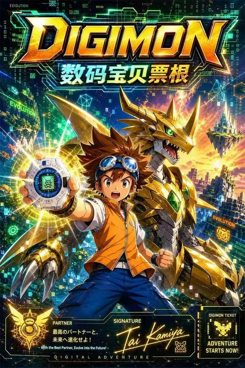 Wholesale 2026 New YaoWuJi Creative Studio Digimon Adventure Cards Ticket Stub Anime Collectibles Character Fan Gifts