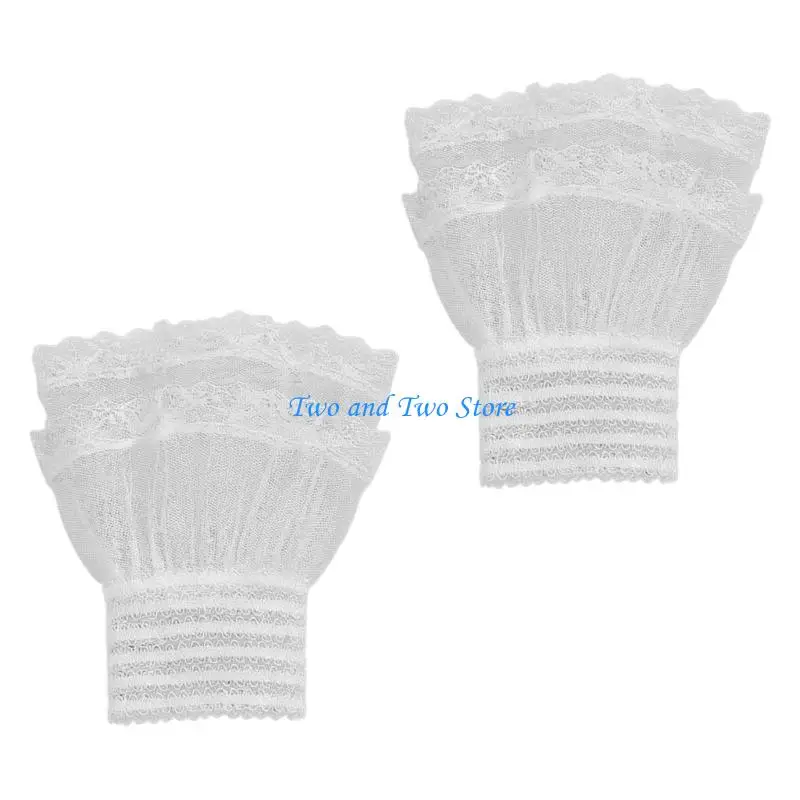 HX6F Fingerless Gloves Hand Sleeves Fingerless Gloves Ruffle Wrist Cuffs Arm Sleeves