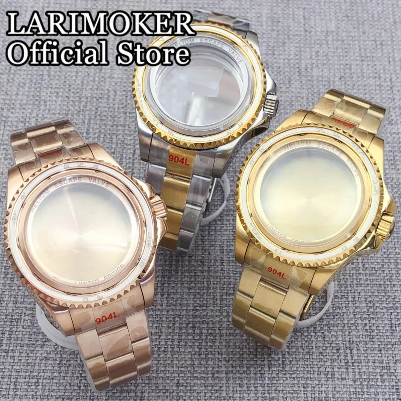 

LARIMOKER 43mm SEA Big Silver Rose Gold DEEP Homage Sapphire Crystal Watch Case Stainless Steel Bracelet NH35NH36 ETA2824 PT5000