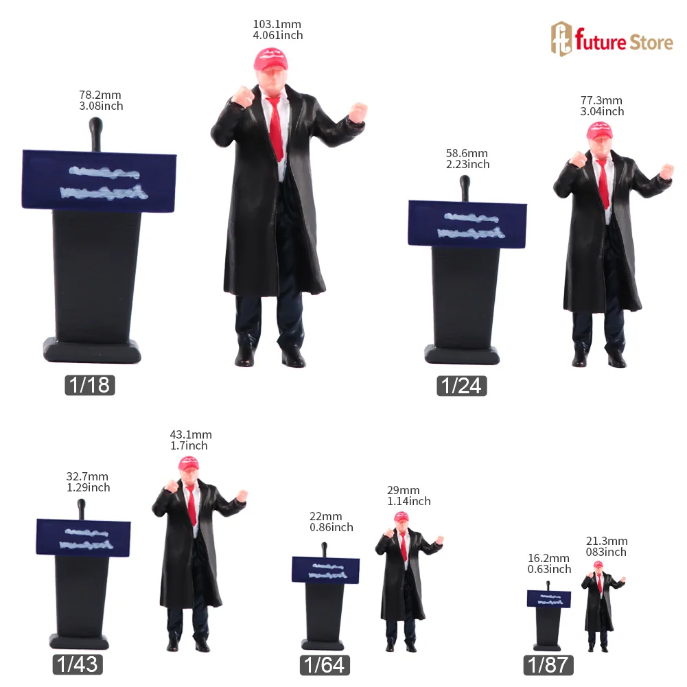 

Miniatures Figure 1/87 1/64 1/43 1/24 1/18 Male President Speech Table Mini Diorama Figurines Doll Resin Model Scene Prop Decor