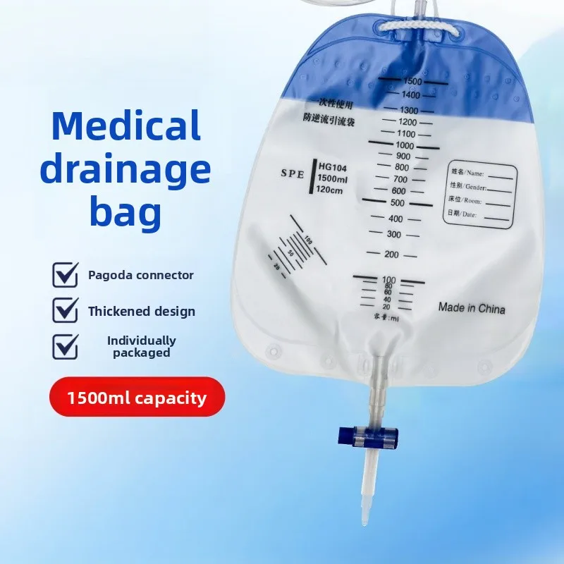 Bedridden Patient Drainage Supply 20PCS Large Capacity Urinary Bag 1000/1500ML Anti-backflow Indwelling Catheter Kit