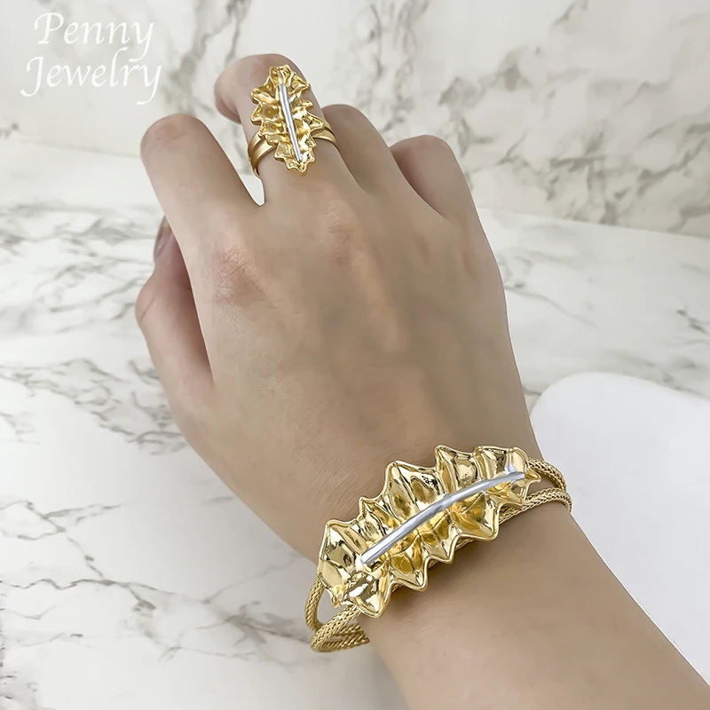 Brazilian Original Design Chunky Collar Jewelry Set for Women Necklace Drop Earrings Bracelet Ring Bridal Wedding Party Gifts