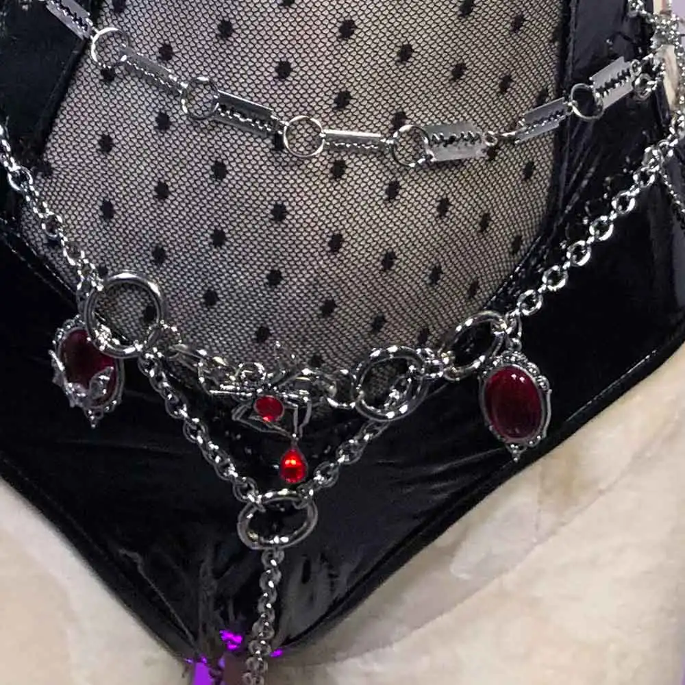 DIY Gothic Tanks Emo Digital Eco 90s Y2K Halter Camisole TOPS Grunge Chain Kawaii Punk Rock Hand Made Goth E-Girls Harajuku