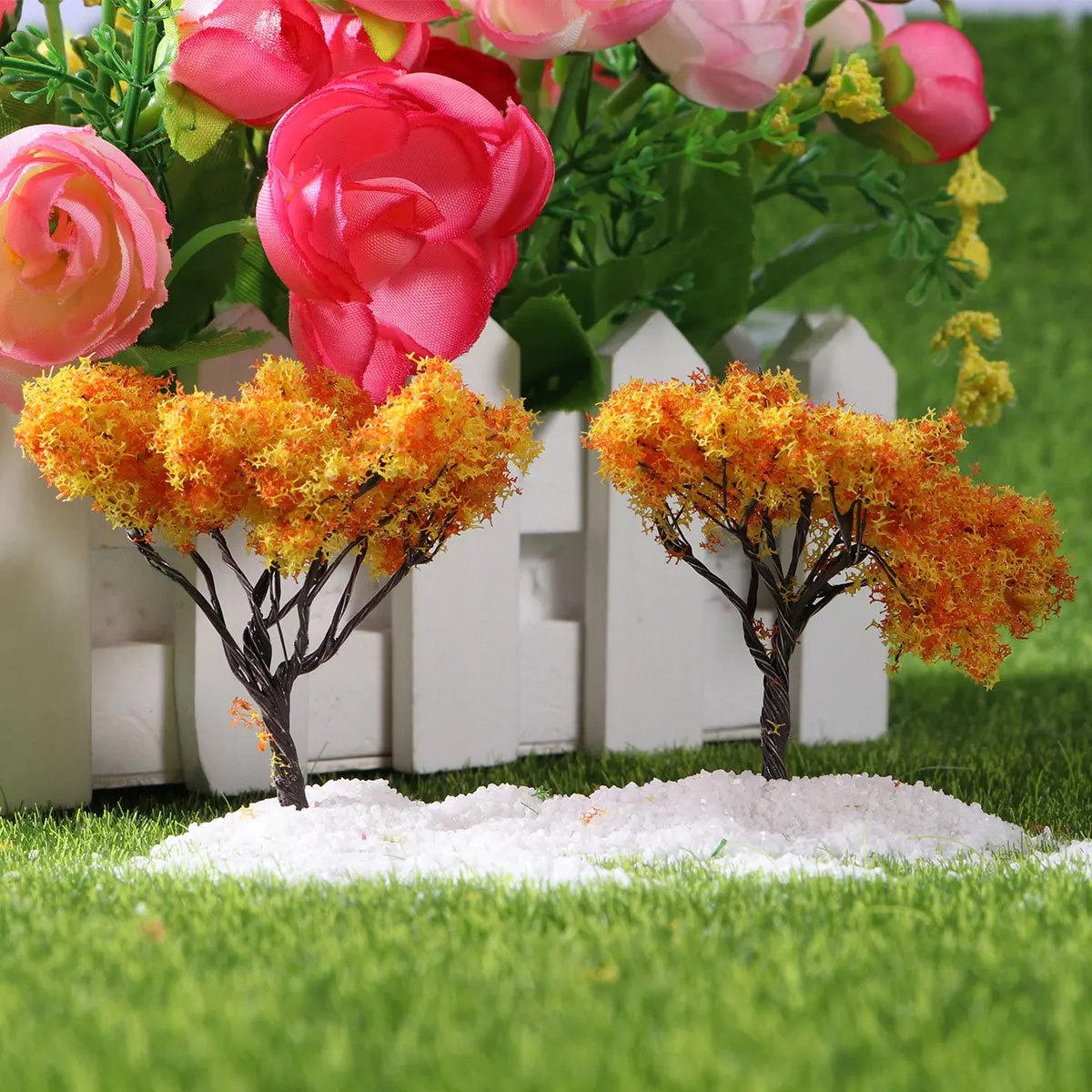 

10pcs Tree Mini Trees For Terrarium Garden Decorations Micro Landscape Diy Garden Decorations Accessories Gold