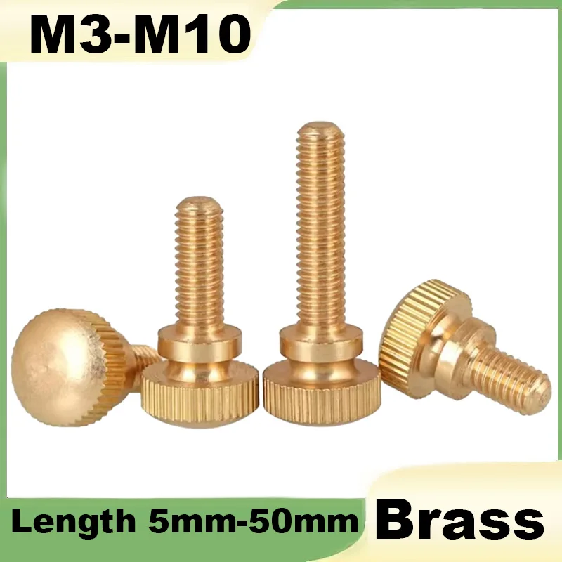 Brass Steps High Head Knurled Hand Screw M3 M4 M5 M6 M8 M10 Double Layer Computer Case Pure Copper Catapult Copper Bolt