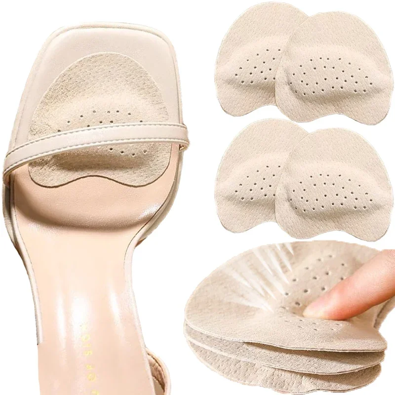 4 stücke Leder Vorfuß Anti-Rutsch-Aufkleber Frauen High Heels Schmerz linderung Einsatz halbe Einlegesohlen Fußpflege Schuh pads Zehen kissen