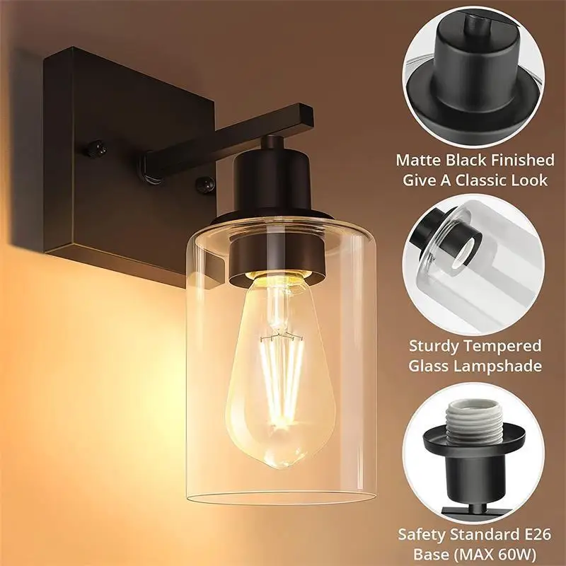Nordic Modern Minimalist Retro Wall Lamp Indoor Glass Lighting for Bedroom Headboard Corridor Living Room Staircase Bathroom