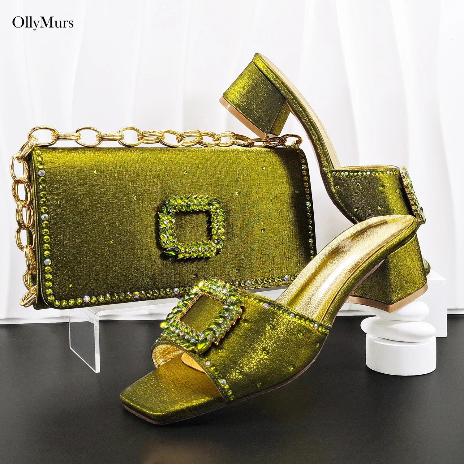 

Newest Elegant Ladies Sandals Shoes And Matching Bag Set African Fashion Pumps 5.5CM Shoes And Bag Set For Party Size 38-43