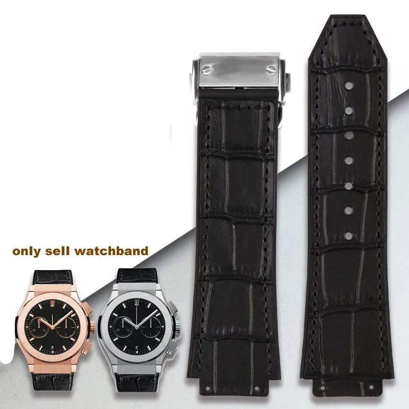 

Watchband for HUBLOT BIG BANG 26*19mm Waterproof Men's Watch Strap Chain Watch Rubber Genuine Leather Bracelet