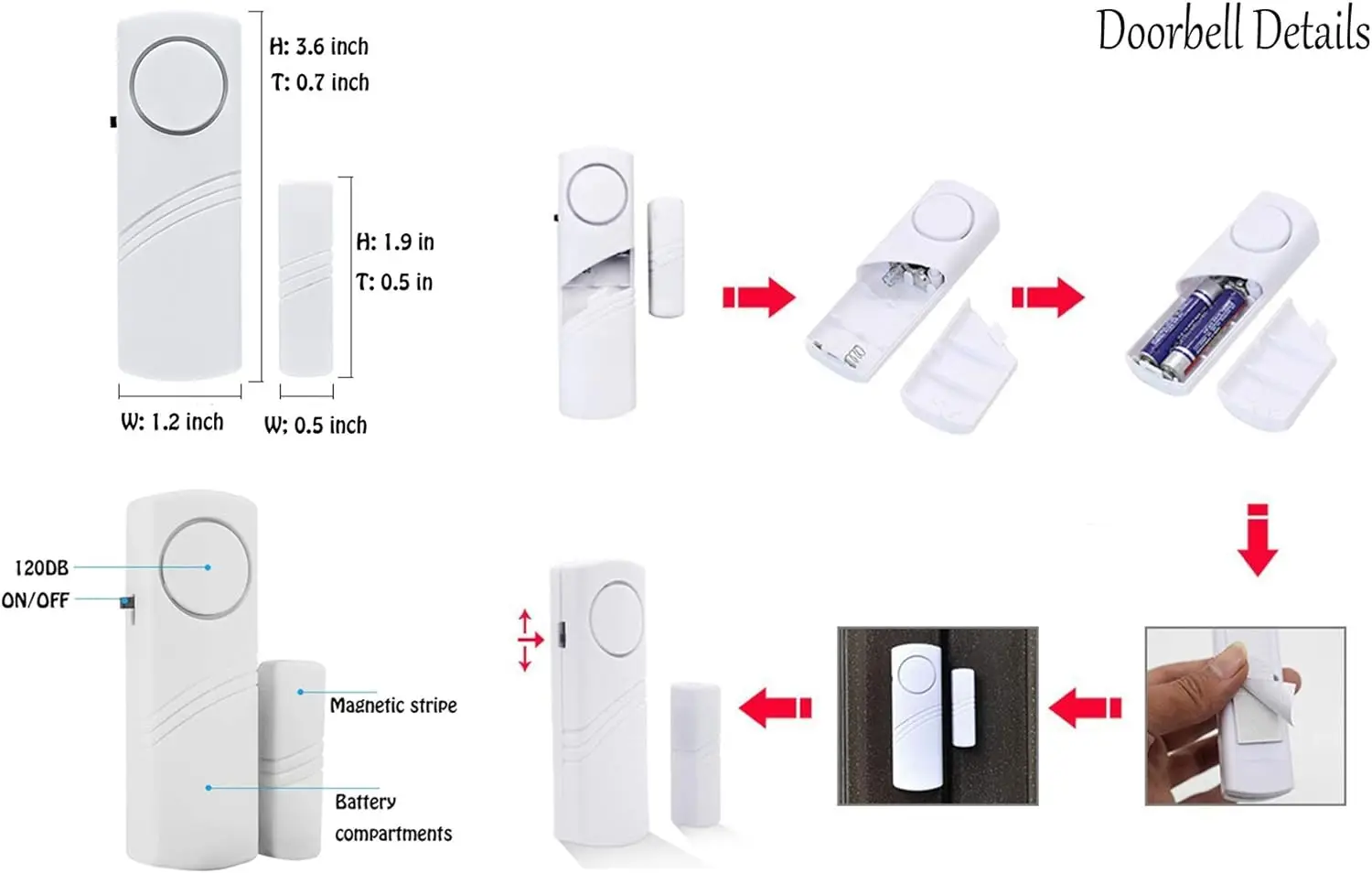 Wireless Door Window Alarm Door and Window Extended Magnetic Induction Alarm Window Anti-theft Door Opening and Closing Reminder