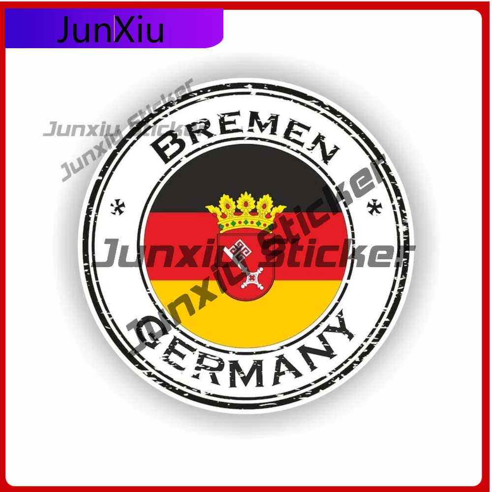 

Bremen Germany Coat of Arms Seal Sticker Round Premium Car Sticker For Motorcycle Window Scratch Cover Decoration Auto
