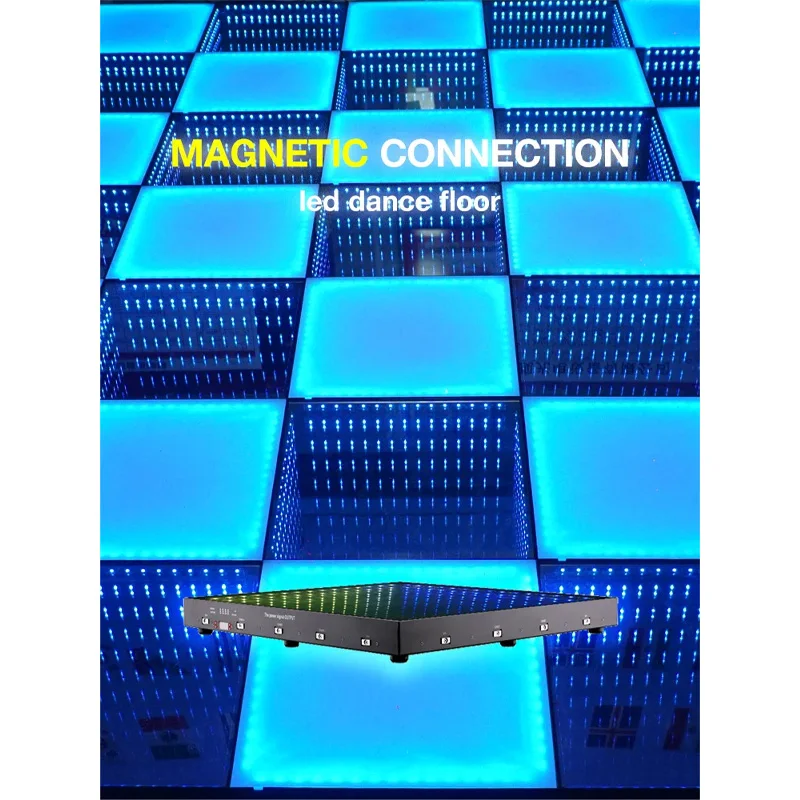 Led 3D tunnel dance floor for wedding party DJ Magnetic Led dance board tiles wireless lighting Unlimited mirror effect