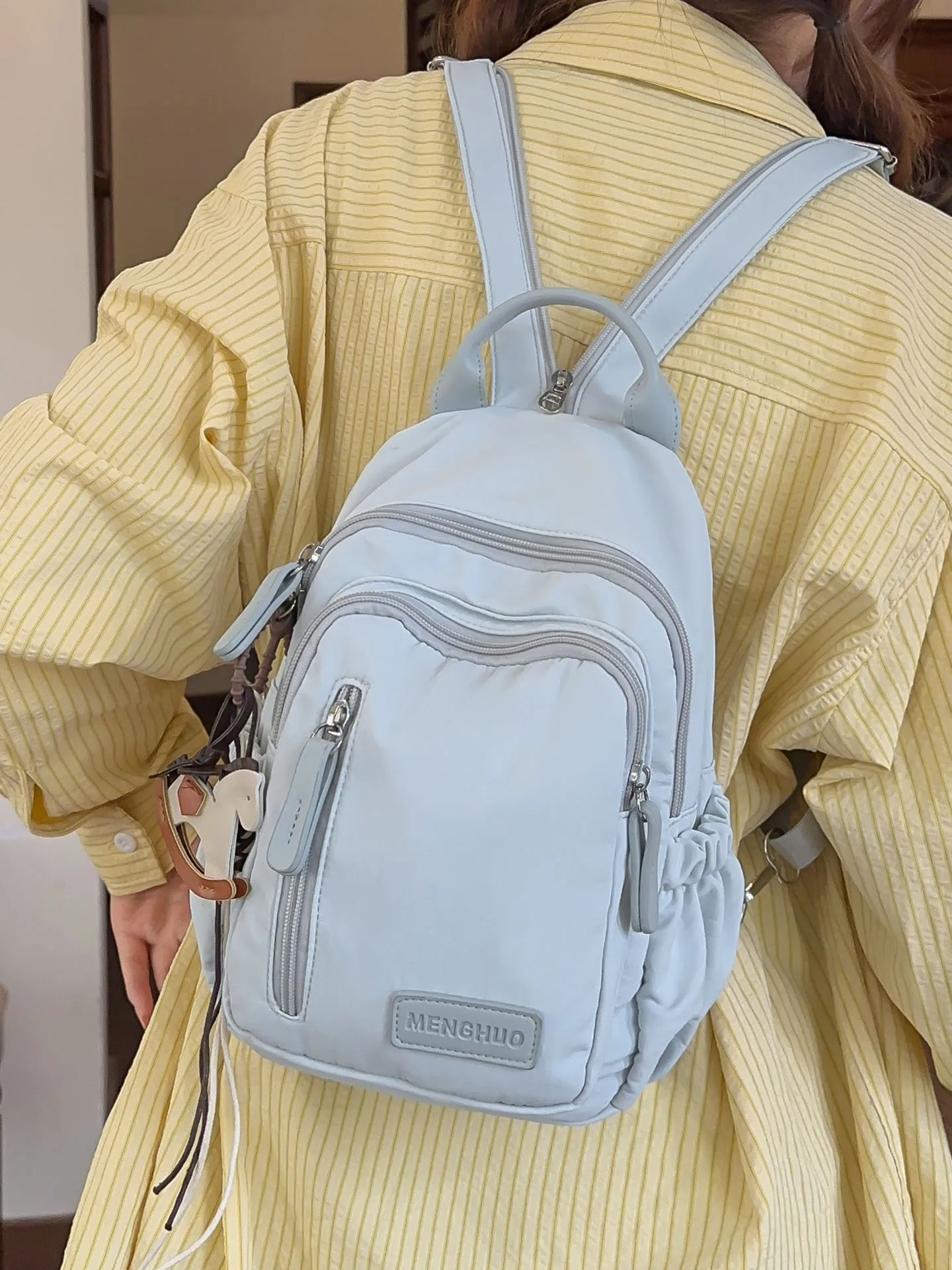 casual-commuter-crossbody-chest-bag-women's-dual-purpose-lightweight-handheld-backpack-nylon-material-foldable-vertical-squar